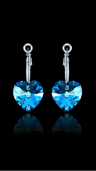 Picture of Modern Design Sea Blue Heart & Love Drop & Dangle