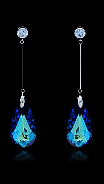 Picture of Long Lasting Swarovski Element Platinum Plated Drop & Dangle