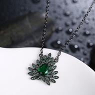 Picture of Top-A Gunmetel Plated Green Necklaces & Pendants