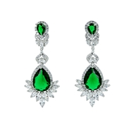 Picture of Green Cubic Zirconia Dangle Earrings 1JJ042408E