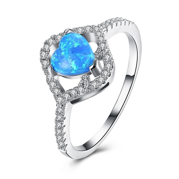 Picture of Lovely And Touching Blue Platinum Plated Fashion Rings