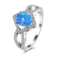 Picture of Flexible Designed Platinum Plated Blue Fashion Rings