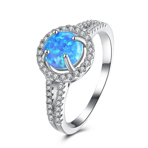 Picture of Lovely And Touching Blue Platinum Plated Fashion Rings