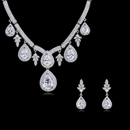 Picture of Cubic Zirconia Wedding Necklace And Earring Sets 1JJ050905S