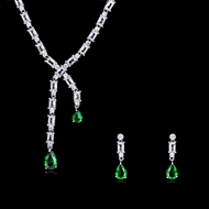 Picture of Cubic Zirconia Luxury Necklace And Earring Sets 1JJ050938S