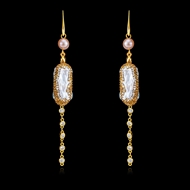 Picture of Wholesale Gold Plated Big Dangle Earrings with No-Risk Return