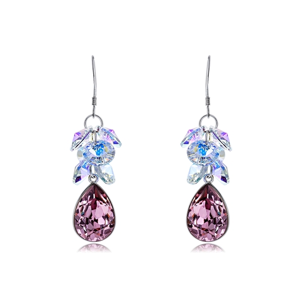 Picture of Distinctive Purple Swarovski Element Dangle Earrings with Low MOQ