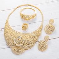 Picture of Unusual Flowers & Plants Gold Plated 4 Piece Jewelry Set