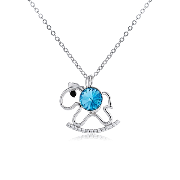 Picture of Great Value Blue Platinum Plated Pendant Necklace with Full Guarantee