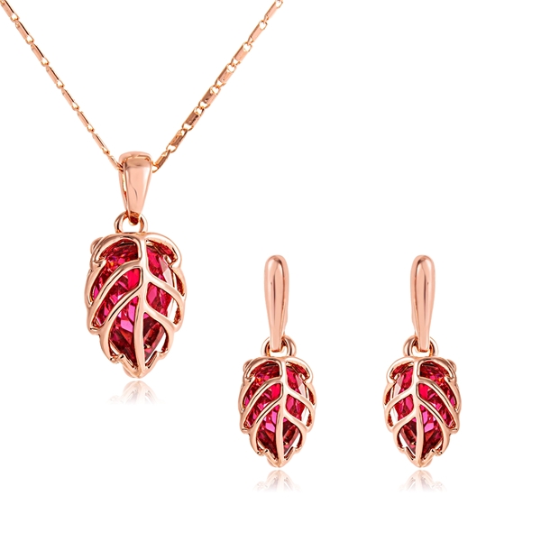 Picture of 16 Inch Pink Necklace and Earring Set from Certified Factory