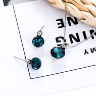 Picture of Good Quality Artificial Crystal Blue Necklace and Earring Set