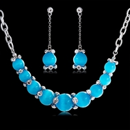 Picture of Shop Platinum Plated Opal Necklace and Earring Set with Wow Elements