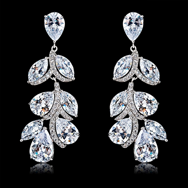 Picture of Shop Platinum Plated Cubic Zirconia Dangle Earrings Best Price