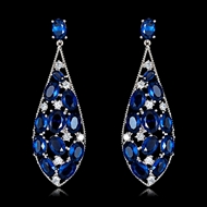 Picture of New Season Blue Cubic Zirconia Dangle Earrings with SGS/ISO Certification