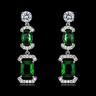 Picture of Irresistible Green Platinum Plated Dangle Earrings with Easy Return