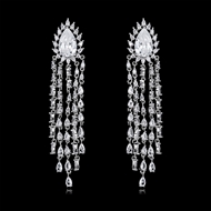 Picture of Luxury Platinum Plated Dangle Earrings with Beautiful Craftmanship