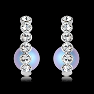 Picture of Swarovski Element Pearl Blue Dangle Earrings with Easy Return