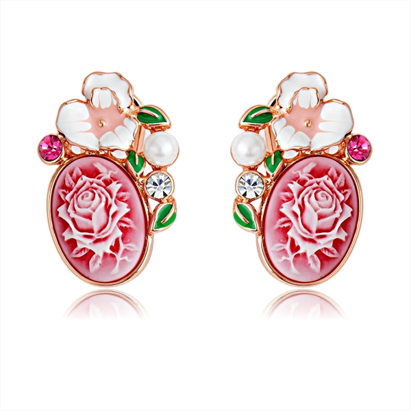 Picture of Zinc Alloy Pink Stud Earrings at Super Low Price