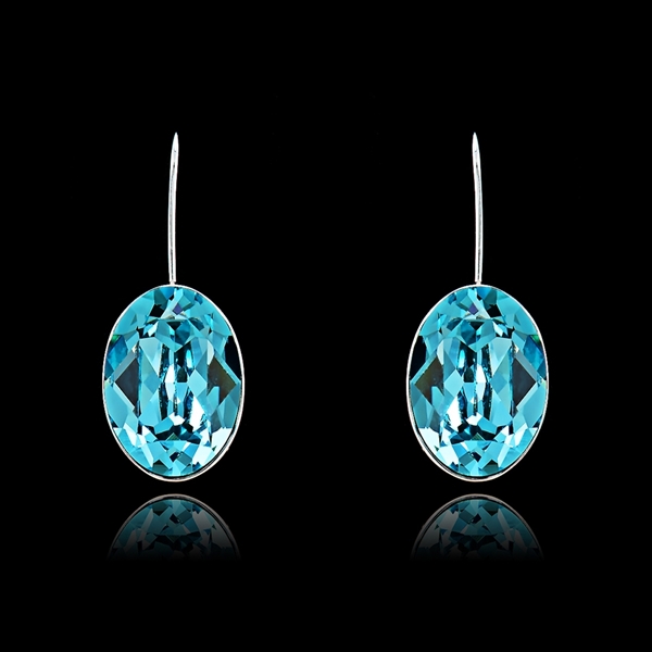 Picture of Touching Platinum Plated Sea Blue Drop & Dangle