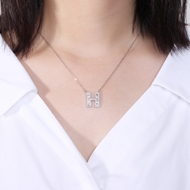 Picture of Purchase Platinum Plated White Pendant Necklace Exclusive Online