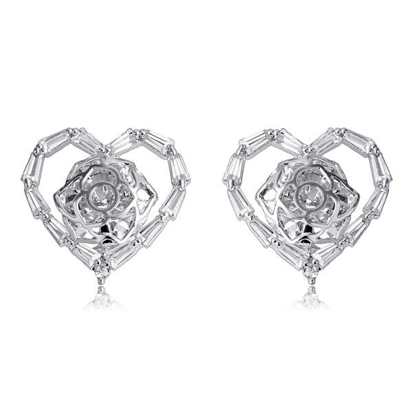 Picture of Irresistible White Platinum Plated Stud Earrings As a Gift