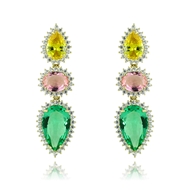 Picture of Nice Cubic Zirconia Colorful Dangle Earrings