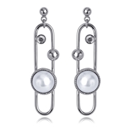 Picture of Good Artificial Pearl Gold Plated Dangle Earrings