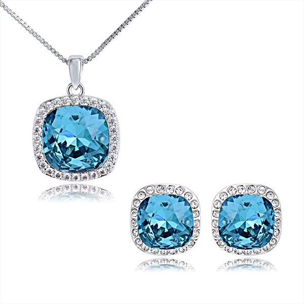 Picture of Great Swarovski Element Platinum Plated Necklace and Earring Set