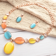 Picture of Dubai Opal Necklace and Earring Set with Beautiful Craftmanship