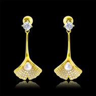 Picture of Buy Gold Plated Cubic Zirconia Dangle Earrings with Wow Elements