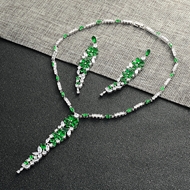 Show details for Impressive Green Cubic Zirconia Necklace and Earring Set with Low MOQ Show details for Impressive Green Cubic Zirconia Necklace and Earring Set with Low MOQ