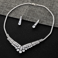 Show details for Beautiful Cubic Zirconia Copper or Brass Necklace and Earring Set Show details for Beautiful Cubic Zirconia Copper or Brass Necklace and Earring Set