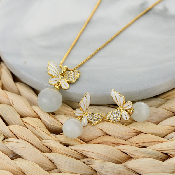 Picture of Staple Butterfly White Necklace and Earring Set