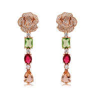 Picture of Fashion Artificial Crystal Copper or Brass Dangle Earrings