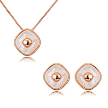 Show details for Inexpensive Rose Gold Plated Shell Necklace and Earring Set from Reliable Manufacturer