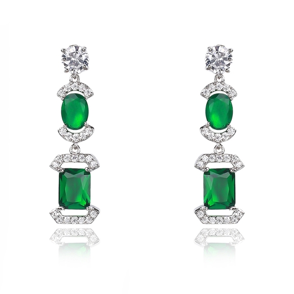 Picture of Irresistible Green Platinum Plated Dangle Earrings with Easy Return