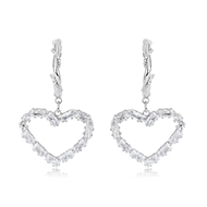 Picture of Love & Heart Cubic Zirconia Small Hoop Earrings of Original Design