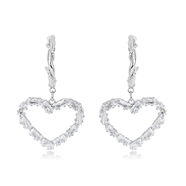 Picture of Love & Heart Cubic Zirconia Small Hoop Earrings of Original Design