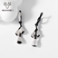 Show details for Delicate Big Platinum Plated Dangle Earrings