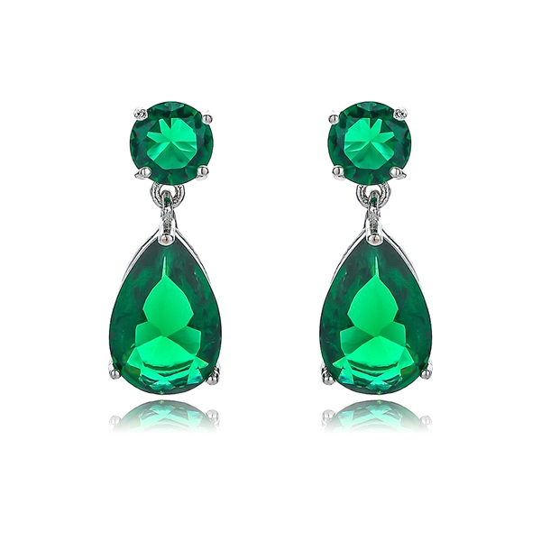 Picture of Inexpensive Platinum Plated Cubic Zirconia Dangle Earrings in Flattering Style