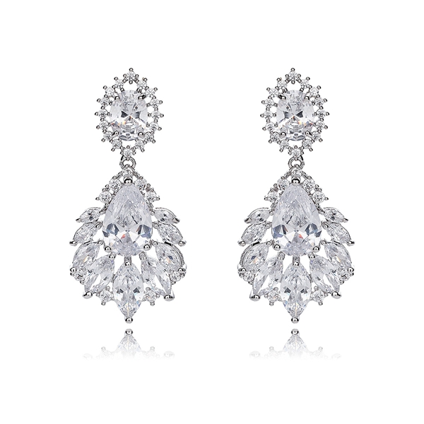 Picture of Inexpensive Platinum Plated Big Dangle Earrings from Reliable Manufacturer