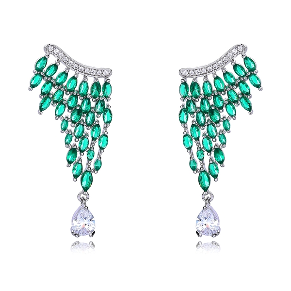 Picture of Distinctive Green Platinum Plated Dangle Earrings with Low MOQ