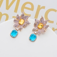 Picture of Hypoallergenic Gold Plated Cubic Zirconia Dangle Earrings with Easy Return