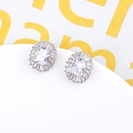 Picture of Trendy Platinum Plated White Stud Earrings with No-Risk Refund