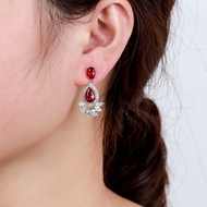 Picture of Fashion Cubic Zirconia Platinum Plated Dangle Earrings