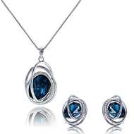 Picture of Best Crystal Dark Blue 2 Pieces Jewelry Sets