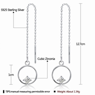 Picture of High End 925 Sterling Silver Platinum Plated Dangle Earrings