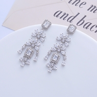 Picture of Stylish Big Platinum Plated Dangle Earrings