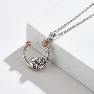 Picture of Fancy Small Platinum Plated Pendant Necklace