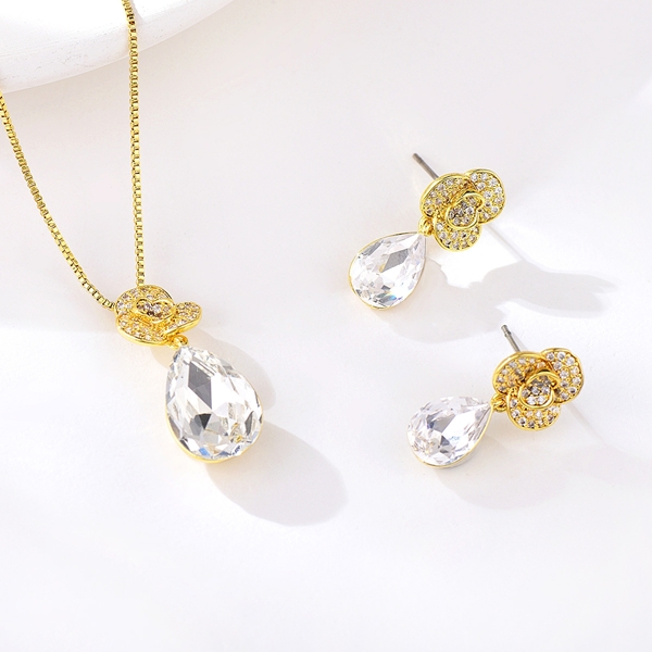 Picture of Good Artificial Crystal Zinc Alloy 2 Piece Jewelry Set